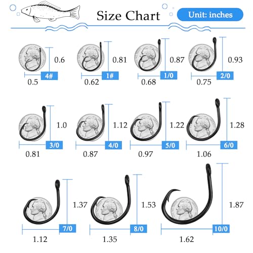 10PCS High-Carbon Steel Circle Hooks Barbed Fishing Hooks with Holes, Freshwater and Saltwater Fishing Hooks for Tuna, Catfish, Bass - size: #4
