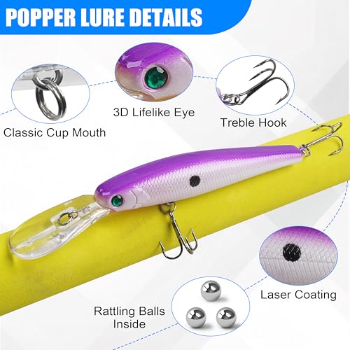 Minnow Fishing Lures Hard Baits Kit,10pcs Deep Diving Crankbaits Swimbaits Life-Like Walleye Lure for Bass Trout Pike Freshwater Saltwater Lures Kit