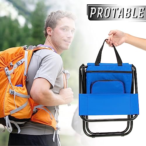 Jerify 2 Pcs Fishing Chair with Cooler Bag Multi-Function Foldable Compact Fishing Stool Hunting Chair Portable Backrest Stool with Folding Backpack for Finishing Camping Hunting Travel(Blue) - color: Blue
