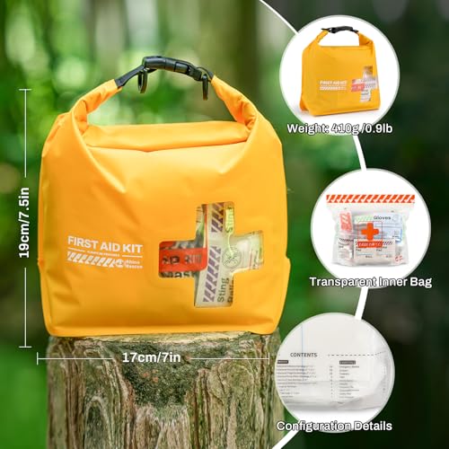 RHINO RESCUE Waterproof Boat First Aid Kit, Lightweight Boat Accessories Dry Bag, Emergency Marine Survival Supplies for Outdoor Kayak, Fishing, Floating, Swimming, Beach & Camping (Yellow) - color: Yellow
