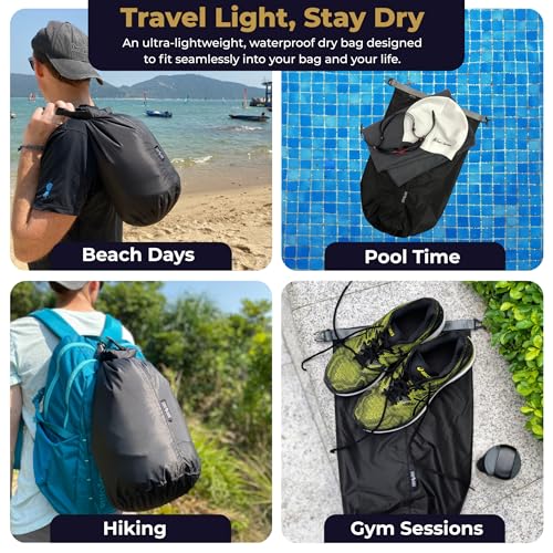 Ultralight Dry Bag 10L, Roll Top Waterproof Stuff Sack, 1.65 oz Lightweight Compression Storage Sack for Backpacking, Hiking, Camping, Travel, Sleeping Bag, Clothes, Outdoor Gear Organization