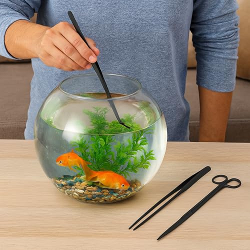 Mandala Crafts Stainless Steel Curved Aquarium Tweezers for Fish Tanks | 15 Inch Forceps, Rust Resistant Stainless Steel, Trimming Aquatic Plants, Bowls, Terrariums, Freshwater & Saltwater Aquascape - color: Stainless Steel Curved Tweezers, size: 15 Inche