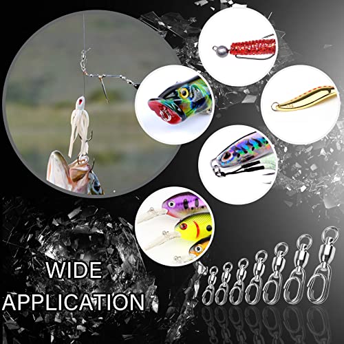 Atibin High Strength Fishing Swivel Steel Stainless Connector Swivel Snaps Saltwater Ball Bearing Split Rings Freshwater White Nickel 30lbs-156lbs - size: Size 4+4 (96lb) 25 pcs