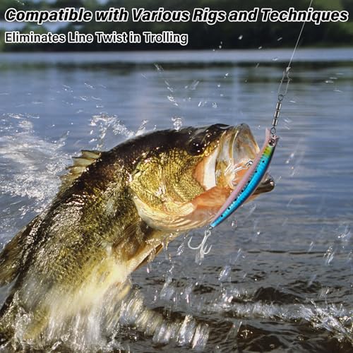 Dr.Fish High Speed 3 Roller Swivels, Bead Chain Barrel Swivels Fishing Tackle Trolling Rolling Leader Lure Connector Salmon Walleye Freshwater - size: #10-29LB