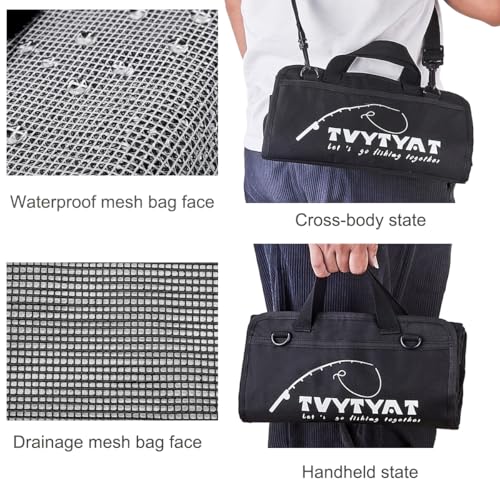 Lure Bag - 6 Pocket Waterproof Large Capacity PVC Heavy Duty Fishing Bag, Handheld and Crossbody Dual Mode Self-adhesive Closure for Trolling Saltwater Skirt Lures Soft Baits