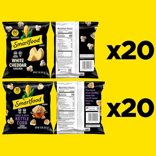 Smartfood Popcorn, Variety Pack, 0.5 Ounce (Pack of 40) - size: 0.5 Ounce (Pack of 40)
