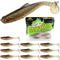 LUCKYFISHING Paddle Tail Swimbaits Soft Plastic Swimbaits Soft Baits for Bass Fishing Trout Crappie Walleye Freshwater Saltwater 10/16/20 PCS Soft Plastic Baits 4/3.5/3/2.5 Inch - color: Brown, size: 3.5 inch-10pcs