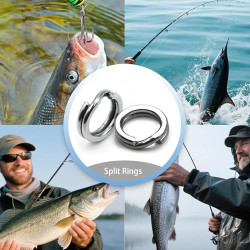 Split Rings Fishing 90Pcs Heavy Duty Stainless Steel Split Rings Designed for Fishing Lures Treble Hooks and Tackle Connectors in Freshwater and Saltwater