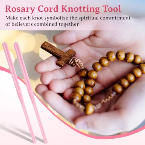 2 Pack Rosary Cord Knotting Tool, #7#9 and #36 Dual Head Twine Knotting Tool, Rosary Making Supplies, Beads Tying Kit, Beading Cord Kit for Jewelry, Fishing Hook, Bracelet (Pink) - color: Pink