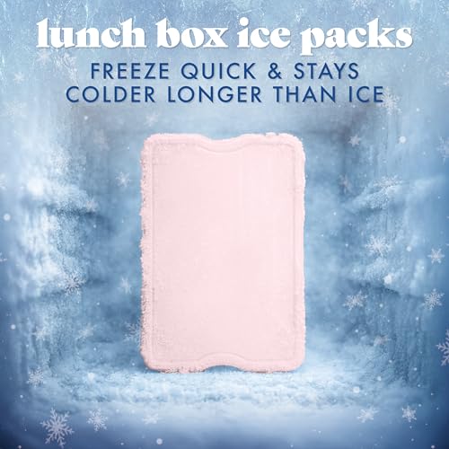Cool Coolers by Fit & Fresh 4 Pack XL Slim Ice Packs, Quick Freeze Space Saving Reusable Ice Packs for Lunch Boxes or Coolers - color: Light Pink (4 Pack)