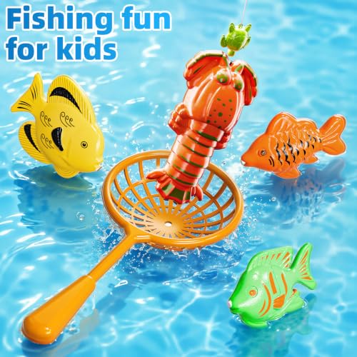 TEMI Fishing Toy Game for Kids 3 4 5 6 7 8 Years Old, 51 Fish Bath Playset for Toddlers, Toy Magnetic Rod and Fishing Net, Outdoor Water Toys for Kids Age 3-5, Party for Boy and Girl - size: 51 Fish