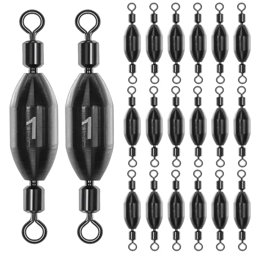 20Pcs Fishing Weights Swivel Brass Sinkers Fishing Weights Saltwater Freshwater Bullet Sinkers Fishing Weight with Swivel Rolling - size: 1/8oz-20pcs