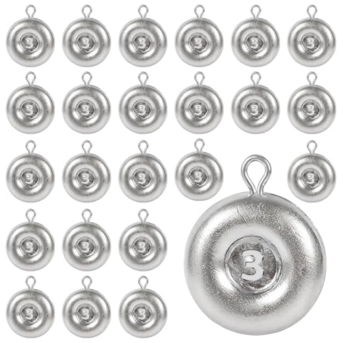 Disc Sinkers Lead Fishing Weight, Coin Sinkers for Saltwater Freshwater Fishing Weight, Surf Fishing Trolling Catfishing Weight Tackle 1oz 2oz 3oz - size: 3oz-24pcs
