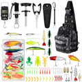 Sosation 134 Pcs Fishing Tool Fishing Tackle Box Kit and Equipment for Adults Beginner Gift, Hook Remover, Pliers Kit, Backpack Tackle Container Lures, Lip Gripper, Weigh Scale - color: Python Pattern