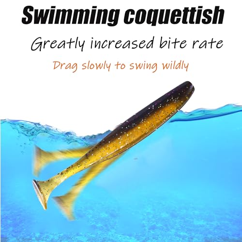 Fishing Soft Plastic Lures, Paddle Tail Swim Baits for Bass Fishing,Paddle Tail Swimbaits for for Bass Trout Walleye Lures, 30/50pcs Soft Plastic Baits with Box - color: B:2.75in/0.077oz-50pcs