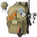 KastKing KarryAll KastMate Fishing Tackle Backpack,Water-Resistant Tackle Bag With 2 Rod Holders,Fishing Gear and Equipment With Large Gear Storage,Khaki - color: C: Khaki