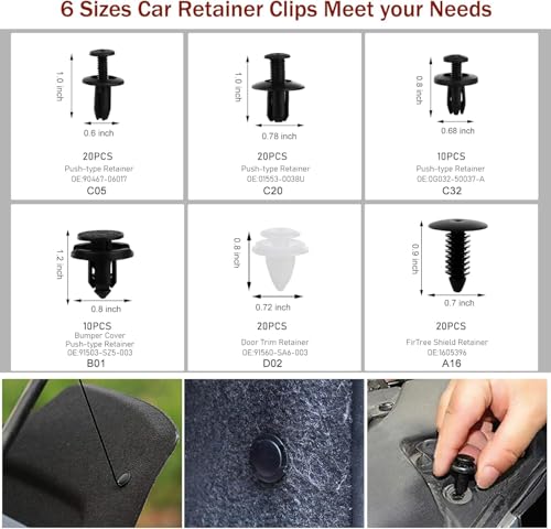 GLK 248pcs Trim Removal Tool, Pry Tool, Door Panel Removal Tool Kit | Fasteners Remove Tool with Car Retainer Bumper Clips, Automotive Hook Set, black - color: Black
