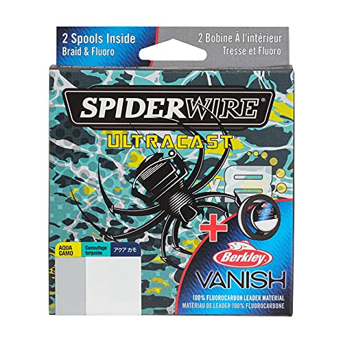 SpiderWire UltraCast Braided Fishing Line with Berkley Vanish Dual Fishing Spool - color: Aqua Camo/Clear