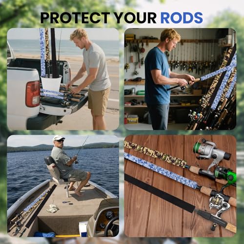 Neoprene Camo Fishing Rod Sleeves,Fishing Pole Sleeves,Fishing Rod Socks | UV Resistance,Puncture Resistant, Protect Casting, Spinning, Trolling Fishing Rods, Storage, tangled-free,75in,68in,60in - color: 2-Green camo, size: 60"