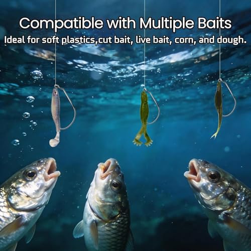 FishTrip Swimbait Hook, 25/50Pcs Twist-Lock Worm Keeper Hooks with Centering Pin Spring Weedless Hook for Soft Plastic Lures Baits Bass Fishing 1/0 2/0 3/0 4/0 5/0 - size: 3/0_25pcs