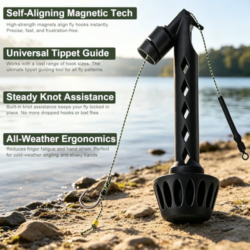 Fly Fishing Magnetic Fly Threader, Fishing Accessory to Easily Rig Small Flies & Tippet on Water, Universal Knot Helper Knot Assist for Threading Hooks, Works with Most Hooks, and Fly Styles