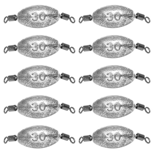 Zorfeter Inline Fishing Weights, Trolling Sinkers Quick Set Up Swivel Weights, Lead Sinkers for Catfishing/Offshore Fishing - size: 30g/1oz-10 pcs