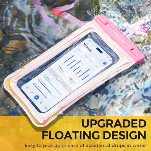 ProCase 2 Pack Floating Waterproof Phone Pouch IPX8, Universal Dry Bag Fits iPhone 17/16/15/14/13 Series,Galaxy S24/S23/S22, Pixel 8/7 (Up to 7”),Touchscreen, Underwater & Snow Protection -Pinkblue - color: Pink/Blue