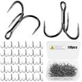 Treble Fishing Hooks, 110pcs Super Sharp Triple Fish Hook Classic Round Bend High Carbon Steel Treble Hooks Barbed for Catfish Bass Trout Freshwater Saltwater - color: Black, size: 110pcs 10#
