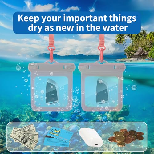 2 Pack Submersible Waterproof Wallet Dry Car Key Fob Case Bag,Swimming Surfing Water Sports Small Waterproof Pouch Holder for Door Ship Card Credit ID Card Driver Fishing License Cash Coins-Pink - color: Pink-2PCS