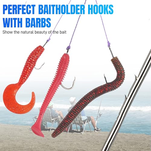 Baitholder Fishing Hooks Long Shank Offset Bait Holder Hooks with Barbs High Carbon Steel Live Bait Hooks for Saltwater Freshwater Catfish Trout Bass Fishing Size #4-6/0 - size: 2/0, style: 150pcs