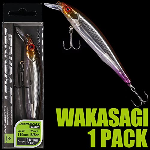XFISHMAN Jerkbait Kit - Minnow Lure - Suspending - Bass, Smallmouth Bass, Walleye, Largemouth Bass - 1 Piece - color: Wakasagi, size: 85mm（3-1/3"in）