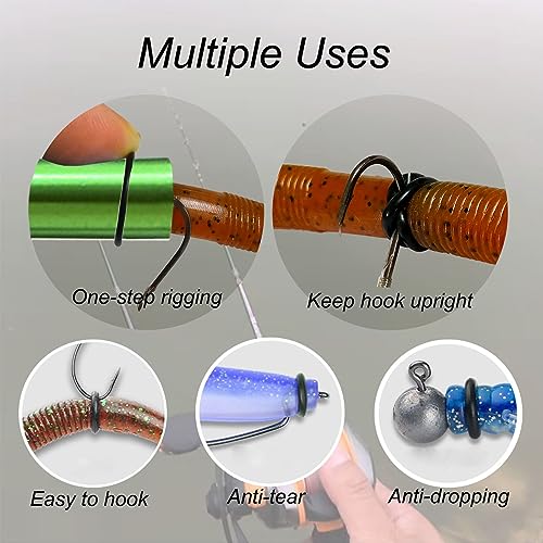 Wacky Rigging Tool, Fishing Bait Rigs, Wacky Rig Ring Tool with 70PCS Worm O-Rings, Wacky Worm Kit for Senko Neko Finesse Stick Soft Baits - color: Green