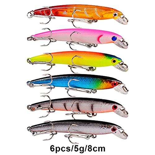 Bass Fishing Lures Kit Set Topwater Hard Baits Minnow Crankbait Pencil VIB Swimbait for Bass Pike Fit Saltwater and Freshwater - color: 006-43pcs