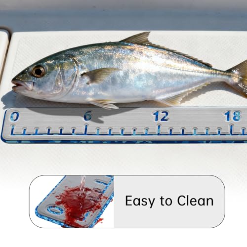 HZshark EVA Foam Fish Measuring Board, Fish Ruler with 3M Self-Adhesive Backing, 36" Fishing Tape Measure for Boats Sailboats Yachts Kayaks - color: Light Grey with Ocean, size: 4.5"*36"