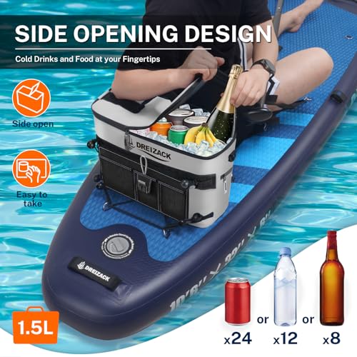 Dreizack Kayak Cooler Behind Seat, Waterproof Cooler for Kayaking,Paddle Board Cooler Compatible with Lawn-Chair Seat Kayak Accessories Cooler Bag Kayak Cooler Tow Behind for Camping Fishing - color: Gray