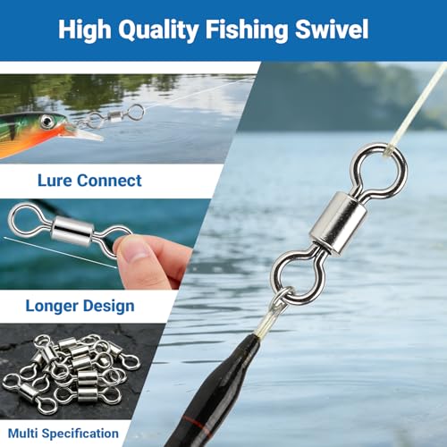 QISHUO High Strength Fishing Swivel Saltwater Heavy Duty Barrel Swivel Snap Stainless Steel Swivels Fishing Connect SUS304 - size: Size #10 (71lb) 50pcs