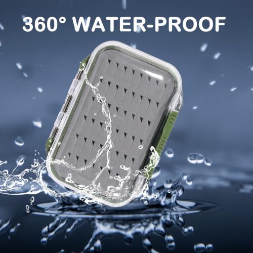 Aventik 2 Sided Clear Fly Fishing Box Waterproof Floating Fly Case with Easy Grip Foam Large Capacity Lightweight Storage for Nymph Wet Dry Flies & Lure (MossGreen+Orange, SIZE A:4.24X3.04X1.36inch) - color: MossGreen+Orange, size: SIZE A:4.24X3.04X1.36in