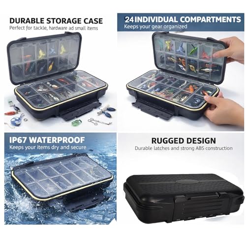 Aventik Waterproof Fly Box Two Sided Easy Grip Foam Light Weight Fishing Tackle Box Large Capacity(H027) - size: H027:7.71"x4.18"x1.66"