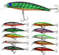 Fishing Lures Hard Bait Minnow Swimbait Crankbait Jerkbait Lure with Treble Hooks 3D Eyes Freshwater Saltwater Fishing Lures for Bass Trout Walleye Pike Catfish - color: B-10pcs-4.5in/0.46oz