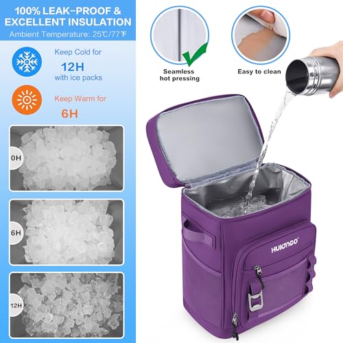 Hulongo Large Waterproof Insulated Cooler Backpack for Men & Women, Leak Proof Cooler Backpack for Camping, Beach, Fishing, Picnic, Travel, Outdoor, 30L, 48Cans - color: Purple