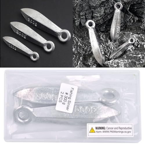 Bank Sinkers Fishing Weights for Saltwater Bullet Surf Fishing Accessories, Catfish Sinkers Bottom Rig Saltwater Fish Tackle - size: 7oz-200g-2pcs