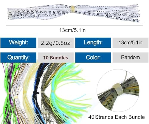 30 Bundles/Bag Mixed Color Silicone Skirts for Spinnerbait Buzzbait Rubber Wire Bait Jig Lures Squid Skirts Fly Tying Material