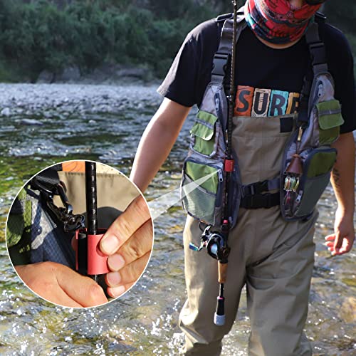 Dovesun Creek Rod Clips Wearable Fishing Rod Holder Clip Fly Fishing Pole Accessories 1PCS & 2PCS - color: Cylindrical-Red-1PCS