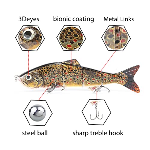 10in Multi Jointed Swimbait Fishing Lures Bait,4 Segment Big Giant Sinking Fishing Bass Lures,Crankbaits Swimbaits with Treble Hook - color: 10in,4.76oz-Color C