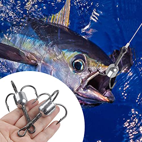 Snagging Hooks Weighted Treble Hooks - 4PCS/8PCS Sharp Treble Fishing Hooks with Weight for Bass Salmon Gator 5/0 6/0 8/0 10/0 - style: 8/0-1.5oz-8pcs