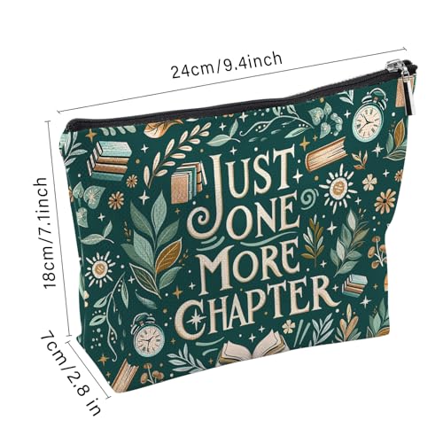 Book Lovers Gifts For Women, Reading Makeup Bag, Reading Cosmetic Bag For Book Lovers, Book Toiletry Pouch With Zipper, Birthday Christmas Gifts For Women, Green Travel Toiletry Bag - color: Chapter