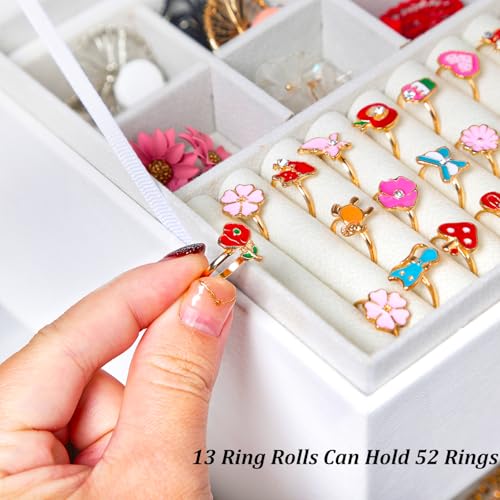 QBestry Earring Jewelry Box for Women Girls Stud Organizers, 5 Layers White Jewelry Organizer Box with Lock Necklaces and Earrings Holder Jewelry Box with Earring Organizer for Women Girls Xmas Gifts - color: White, size: Large