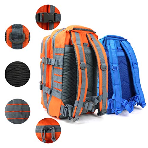 OSAGE RIVER MOLLE Fishing Backpack with Rod Holder - 600D Large Tackle Bag for Trays and Fishing Accessories - Tactical Backpack for Camping, Traveling, Hunting - Orange - color: Orange