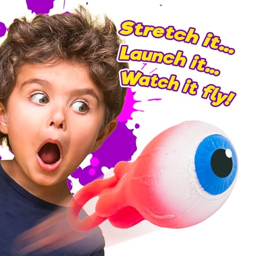 JA-RU Gross Light Up Eye Flinger Toy (Pack of 1) Stretchy Launching Eyeball. Halloween Party Favor. Sticky Splat Ball, Wall Ball, Squishy, Stress Relief, Gross Toy, Sticky Flinger 2494-1 - color: Eye Flinger, size: 1 Pack