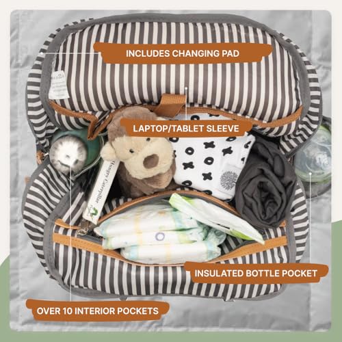 Parker Baby Diaper Backpack - Large Diaper Bag with Insulated Pockets, Stroller Straps and Changing Pad -"Birch Bag" - Cream - color: Cream